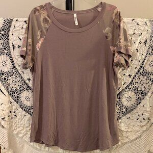 Cool Melon Floral Sleeve Top Size XL